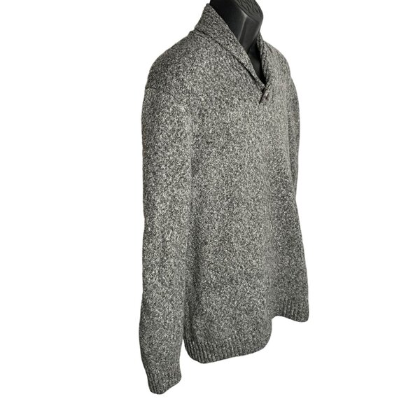 Old Navy Heavy Knit Pullover Sweater XL Marled Grey Shawl Collar One Button - Picture 5 of 6